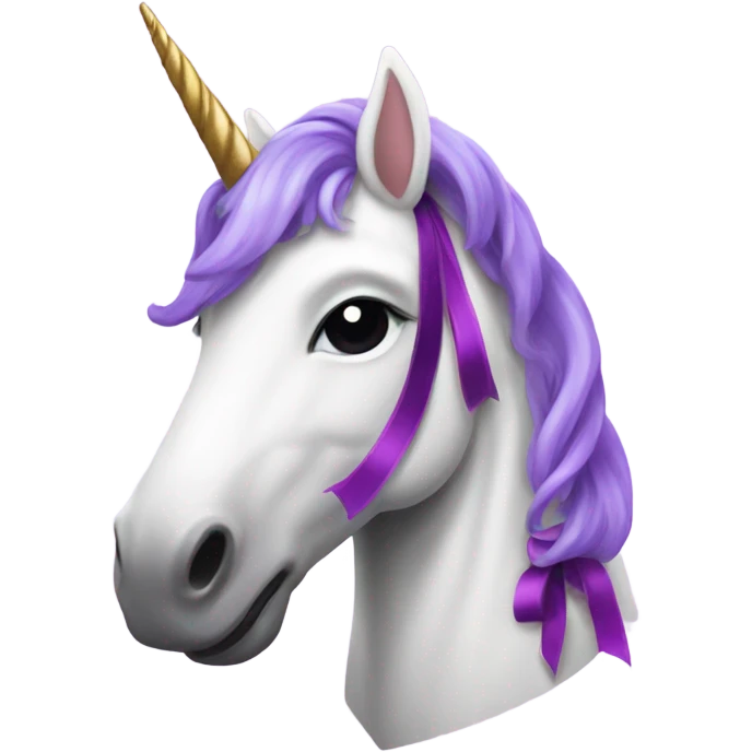 Unicorn with purple ribbon emoji