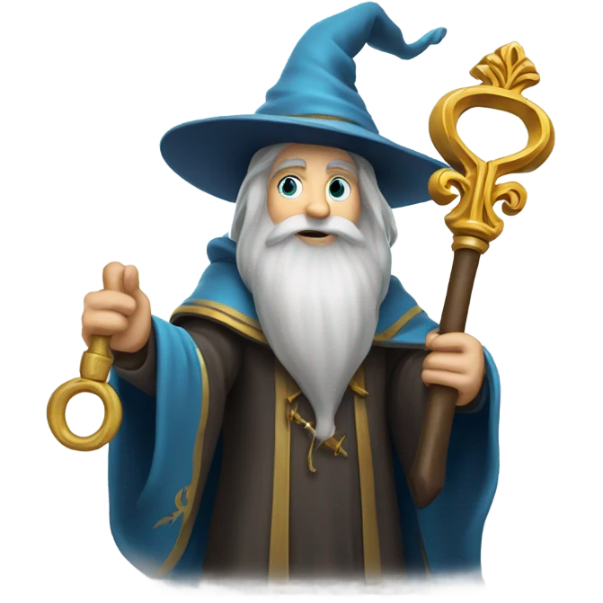 male wizard have holding big key emoji
