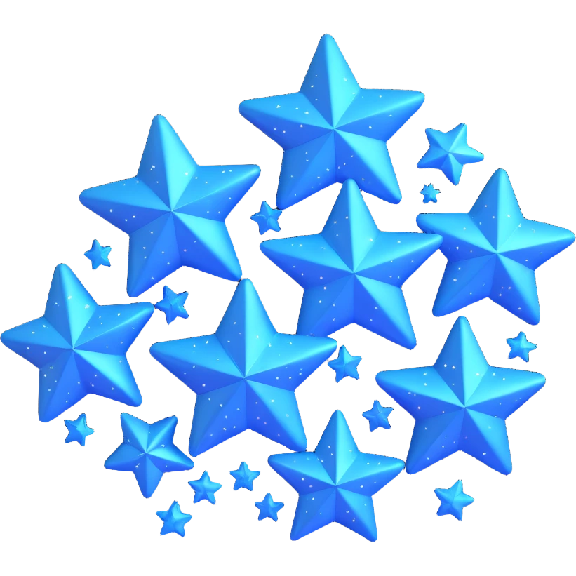 shiny blue cluster of stars and sparkles, dense and bright, with sparkling highlights emoji