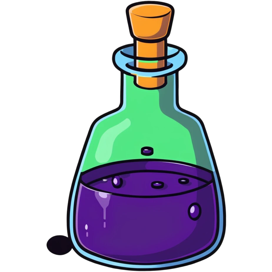 Floating potion bottle with glowing liquid emoji