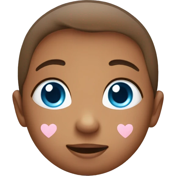 cute blushing face with baby blue hearts on it  emoji