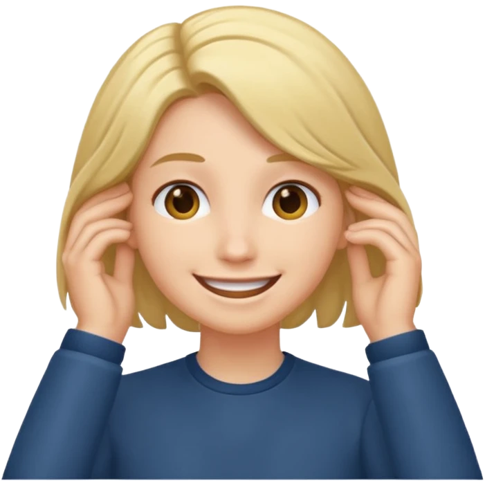 Tuck hair behind ear smile emoji emoji