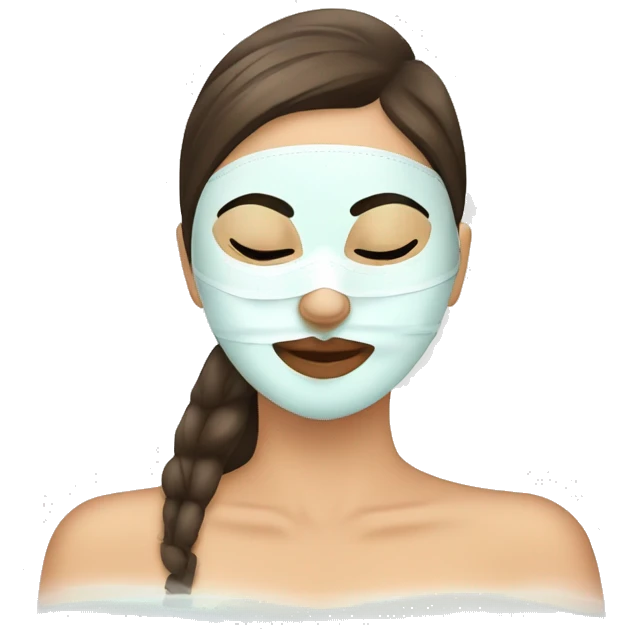 Lady with face mask spa beauty full face relaxing emoji