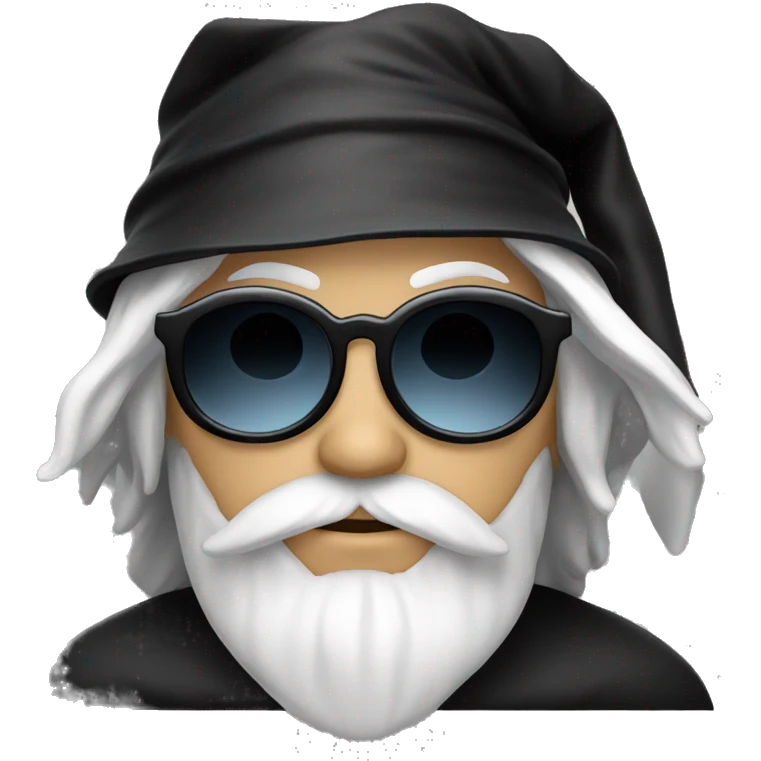 White boy with sunglasses wearing a black wizard hat emoji