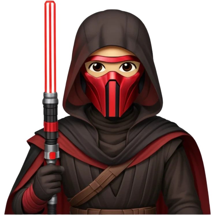 Darth Revan with his mask on holding red lightsaber mainly face shot not as much body emoji