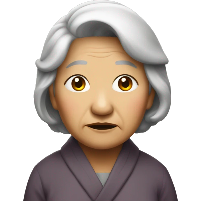 old sad asian lady standing upfront whole emoji