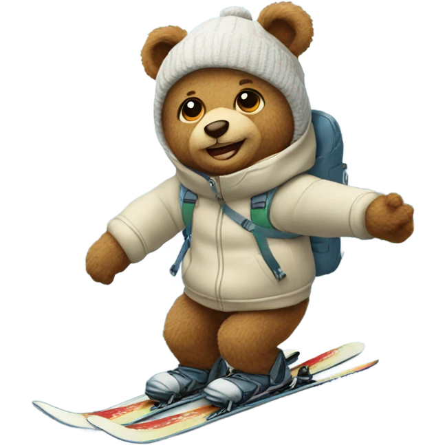 Teddy bear skiing emoji