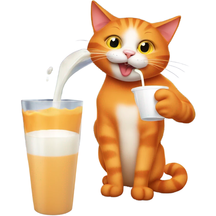 Orange cat drinking milk at the club emoji