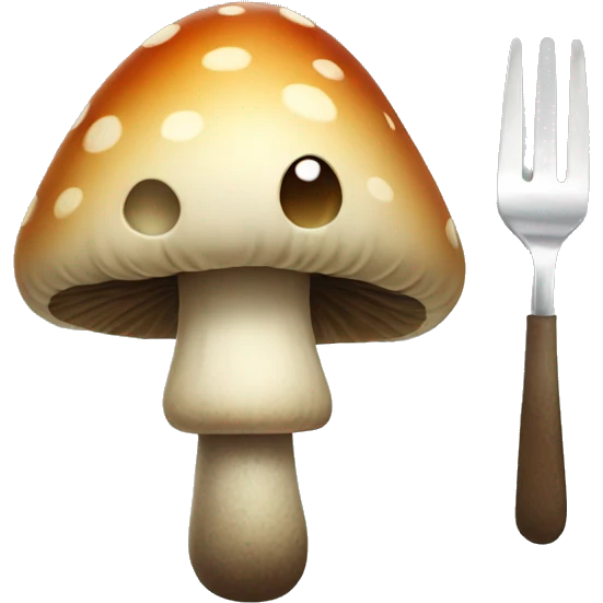 Mushroom head boy holding fork emoji
