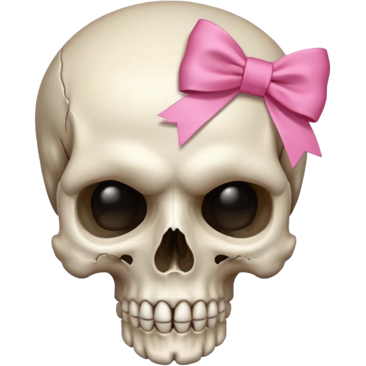 A skull with a small pink ribbon on the side of its head emoji