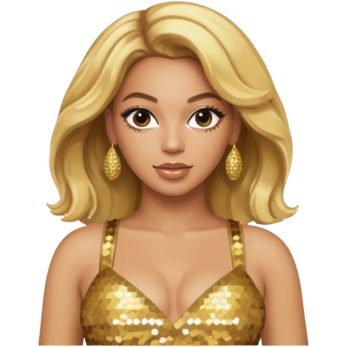 Beyonce with blonde hair, gold sequin crop top  emoji