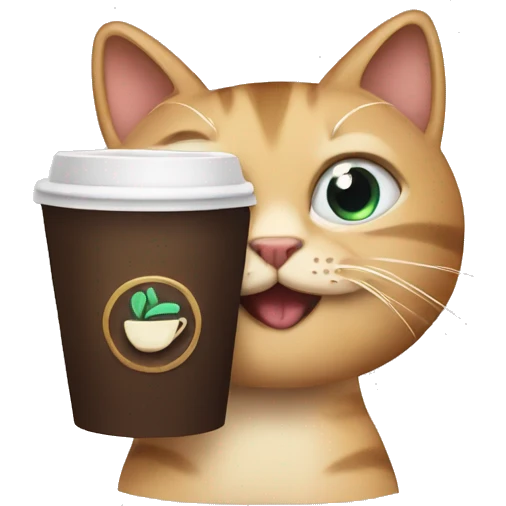 Cat with a coffee emoji