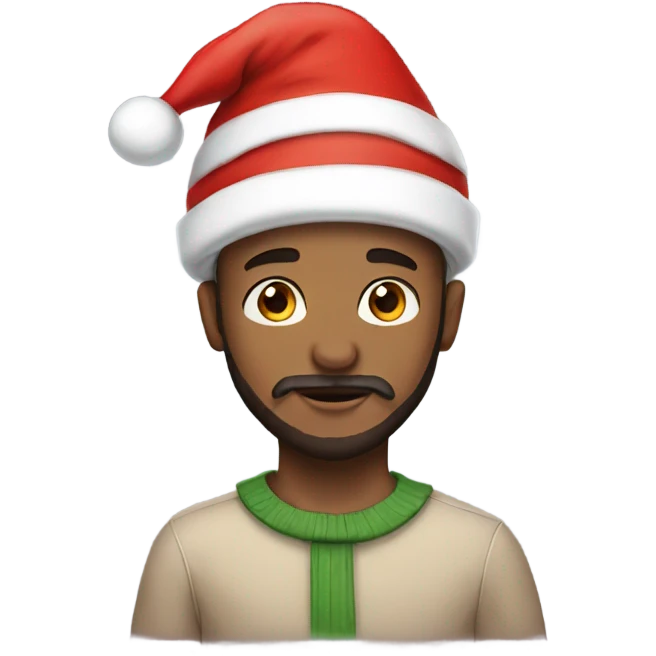boy with beard wearing a christmas hat emoji