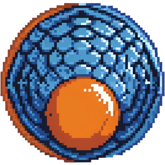 blue orb with expanding circles, 32x32 pixel art game range power-up emoji
