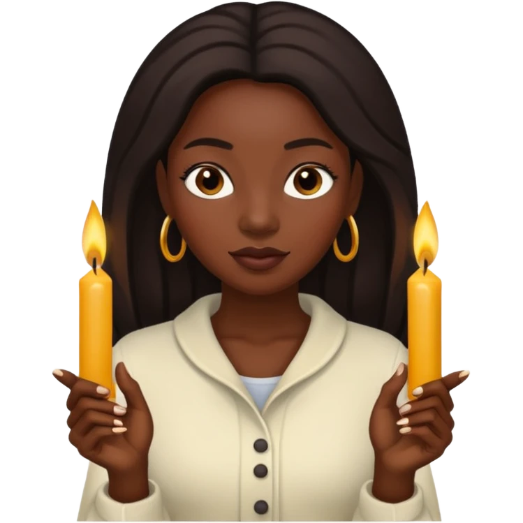 black woman holding candles emoji