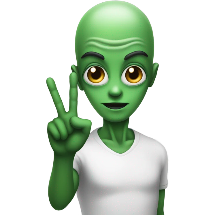 alien with peace sign emoji