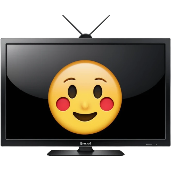 smart 4k big thin screen tv, centered, screen turned off, iPhone emoji style emoji
