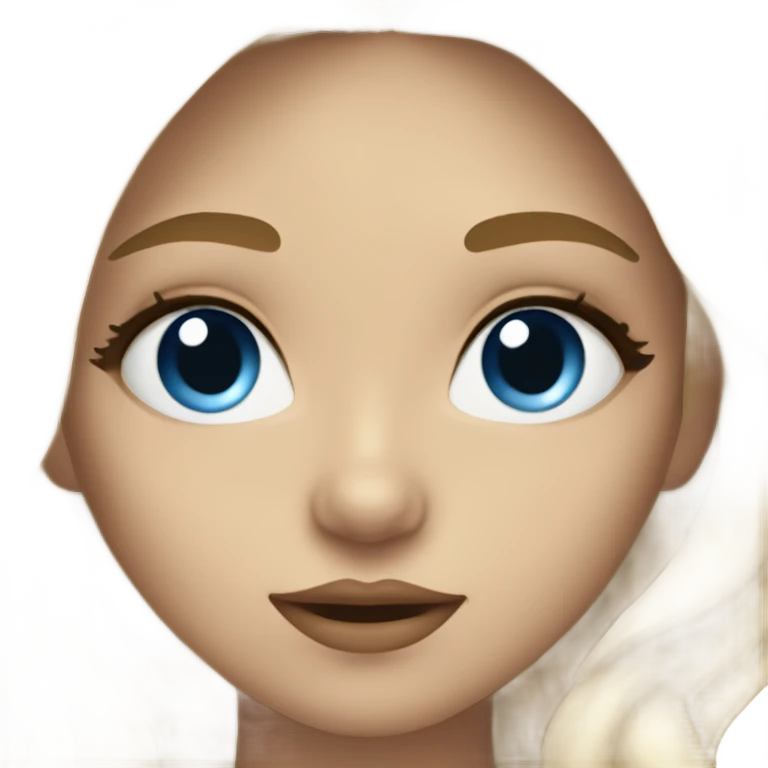 beautiful girl with blond, long and wavy hair. Blue eyes, a little dark blond eyebrows. Big lips  emoji