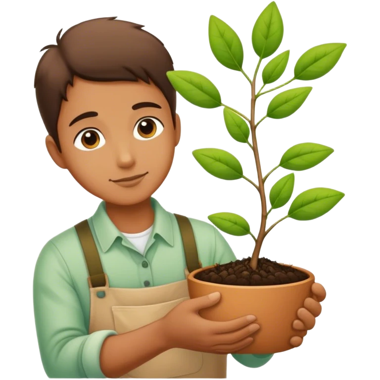 A gardener gently supporting a young seedling that’s branching out like a network emoji