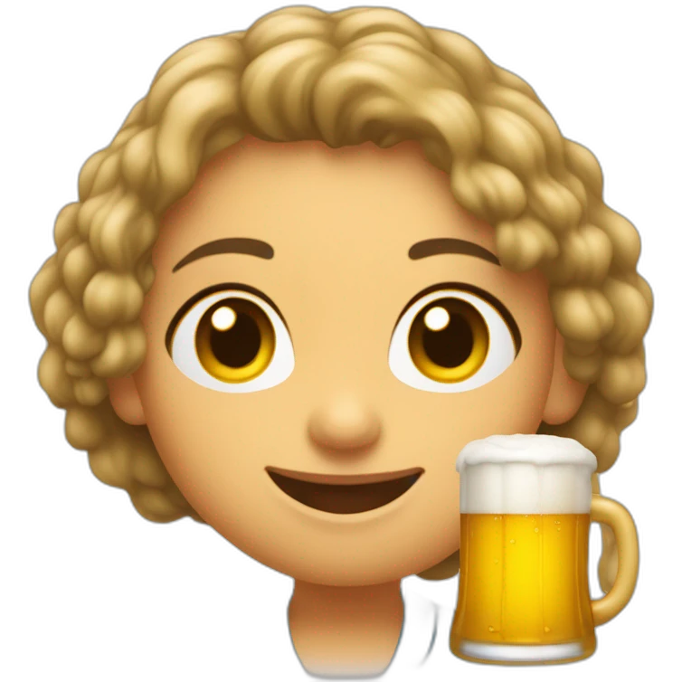 Une mami boua une bière emoji