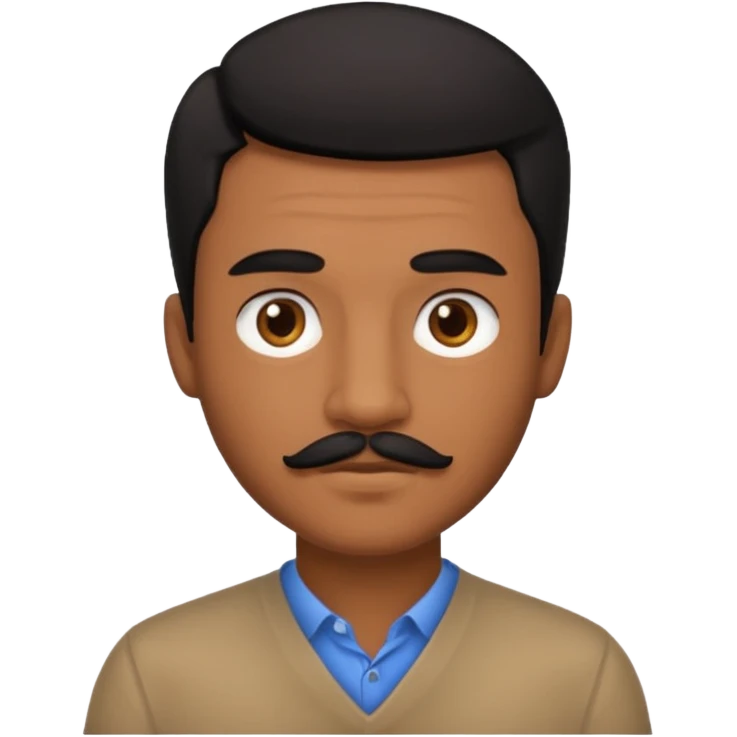 Guy with brown skin with a small mustache with black hair  emoji