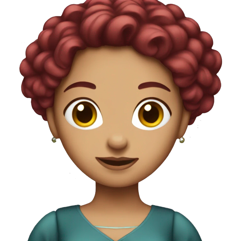 Woman with burgundy hair in a pretty dress emoji