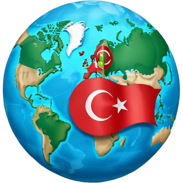 Draw me an emoji of planet Earth with the flag of Turkey on it. emoji