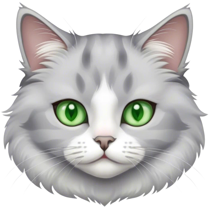 Gray white cat with green eyes emoji
