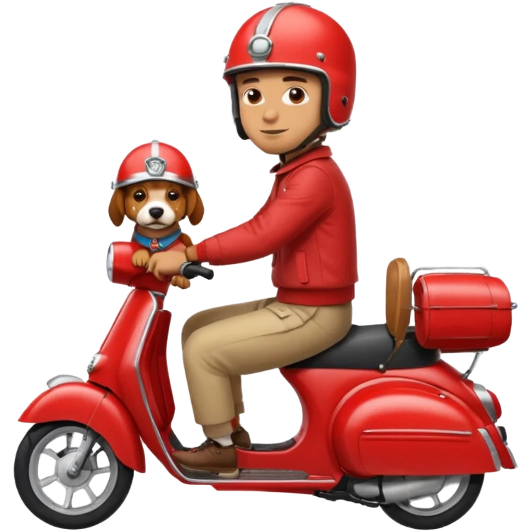 man and his pet dog riding a vespa emoji