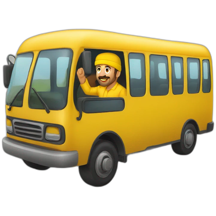 Armenian men in yellow clothing in the bus emoji