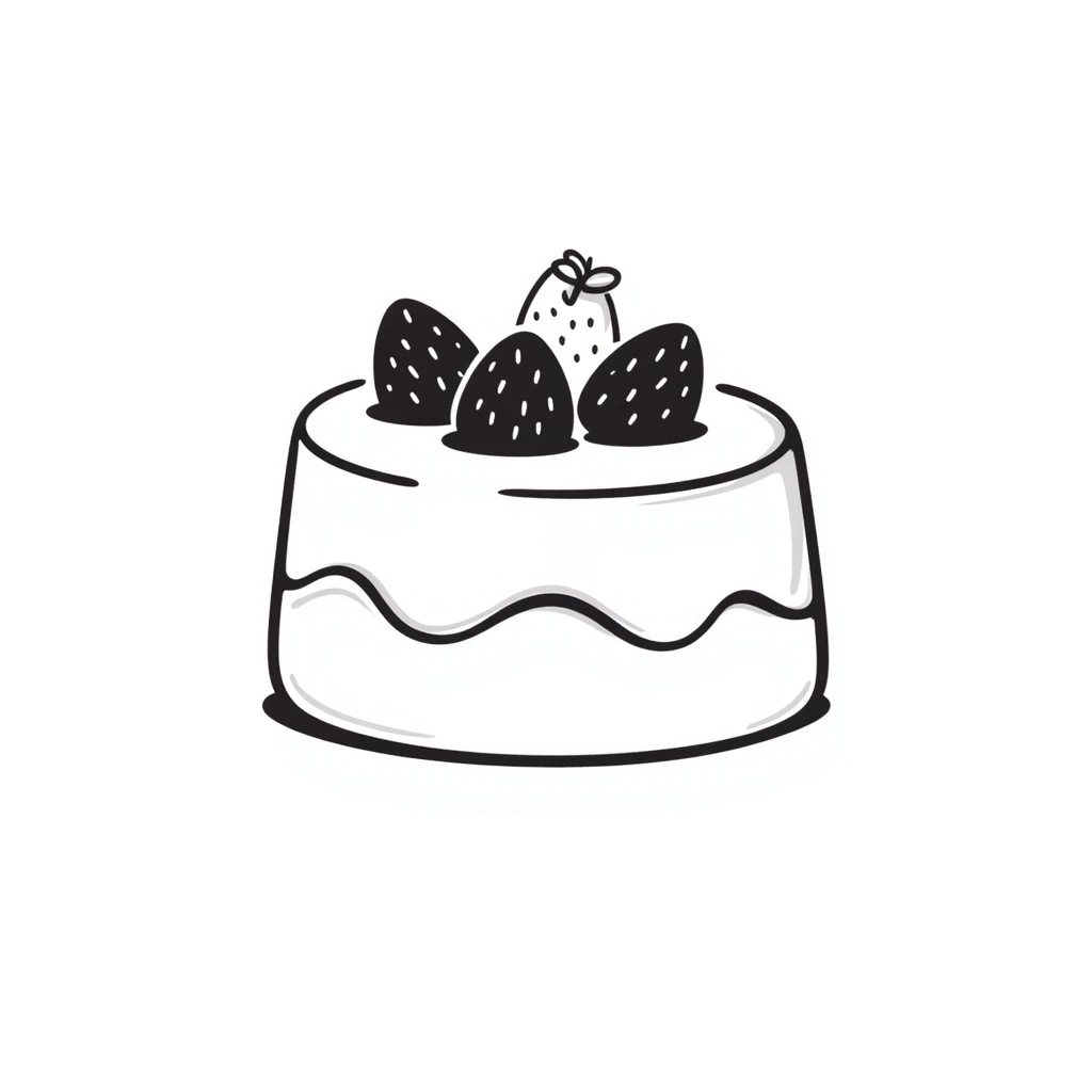 white cake with strawberries on top emoji