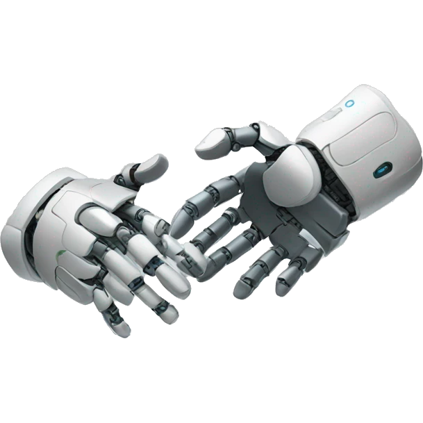 two robot hands reaching out to handshake but not touching emoji