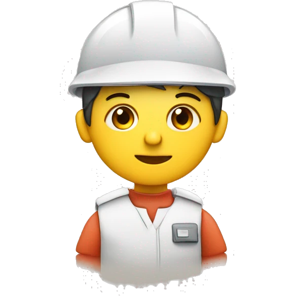 Ingeniera con casco rojo y un bebé emoji