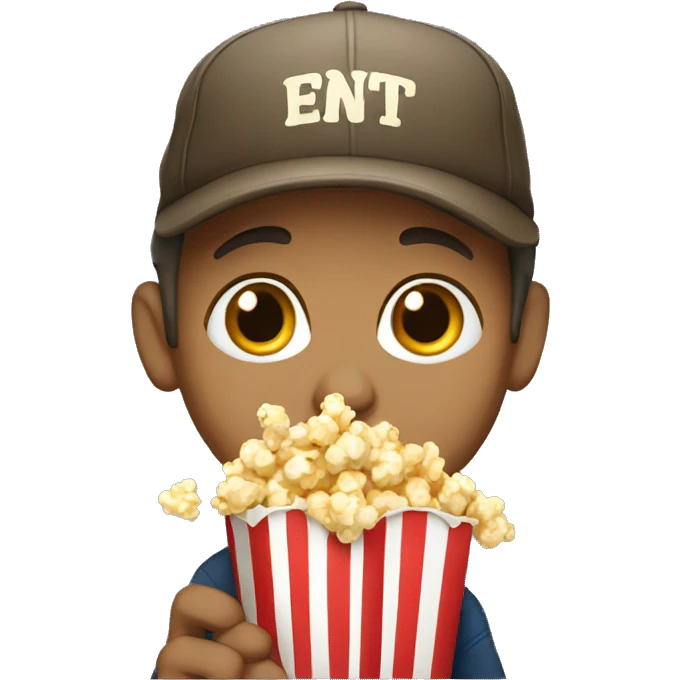 a boy with a cap eating popcorn emoji