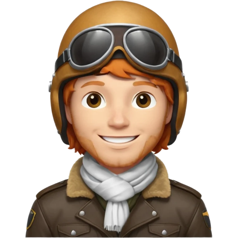 renard aviateur, casque en cuir, écharpe blanche, blouson aviateur emoji