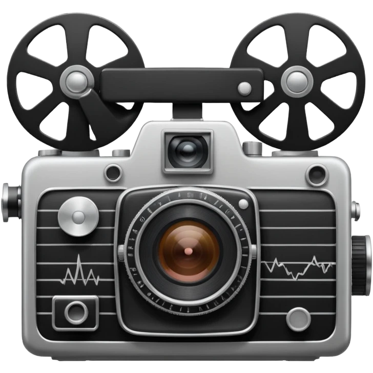 film camera with EKG reading emoji