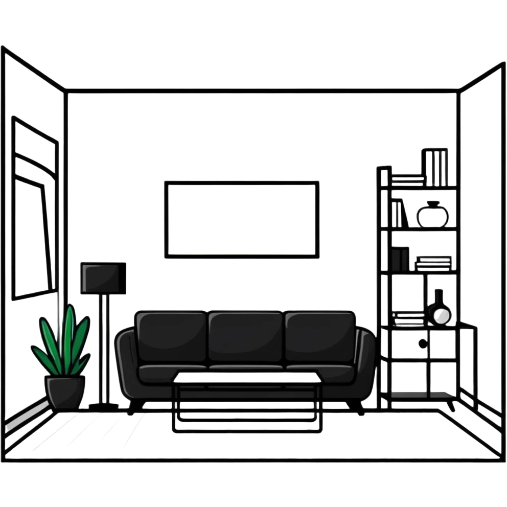 minimalist room interior with modern furniture emoji