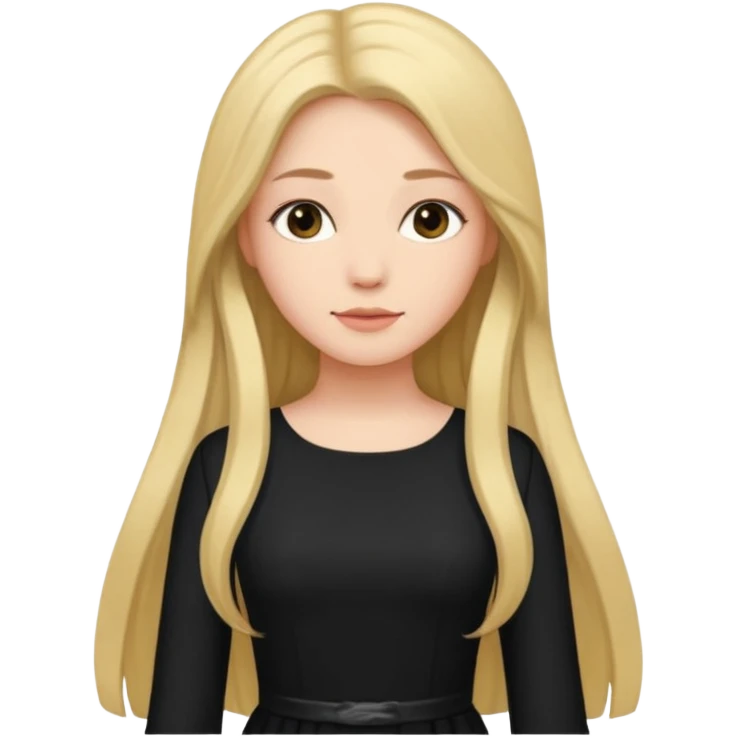 دختری با موهای بلند و لباس بلند دامنی و آستین بلند مشکی شیک و زیبا emoji