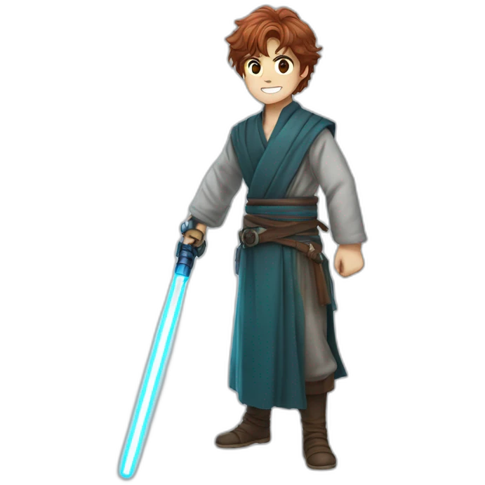 Master Yona with lasersaber  emoji