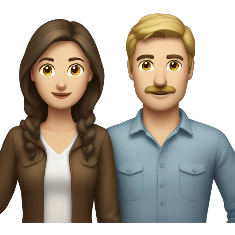 caucasian brunette couple moustache  emoji