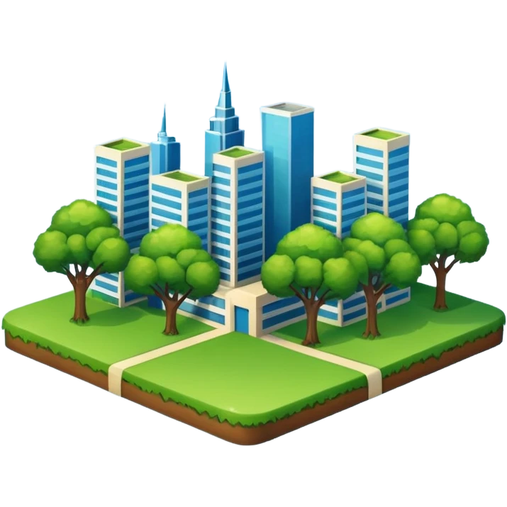 a piece of land with trees and buildings emoji