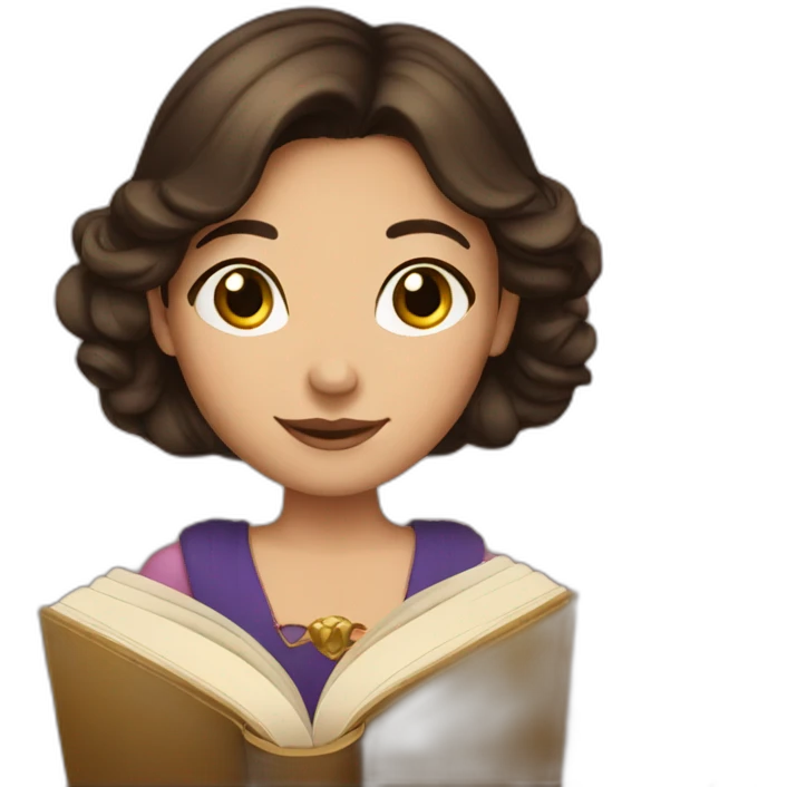 Brunette princess with book emoji