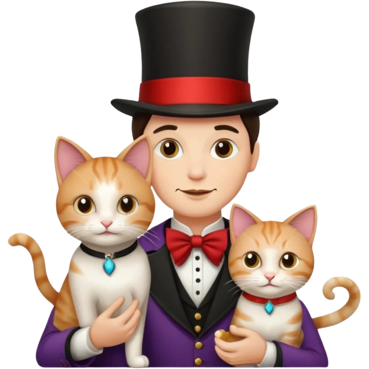 magician couple and their pet cat emoji