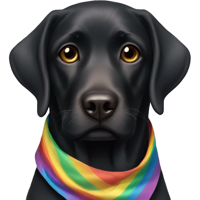 black labrador with brown eyes with rainbow bandana emoji
