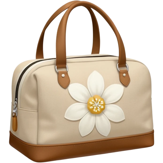A sports bag with a pale light beige print in a small white flower emoji