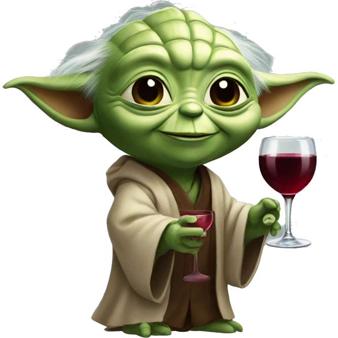 happy yoda holding red wine emoji