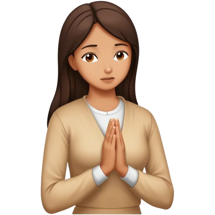 brunette woman praying pose emoji