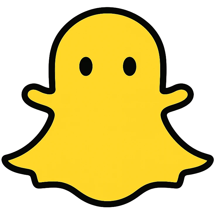 Snapchat ghost logo in yellow, simple social media icon emoji