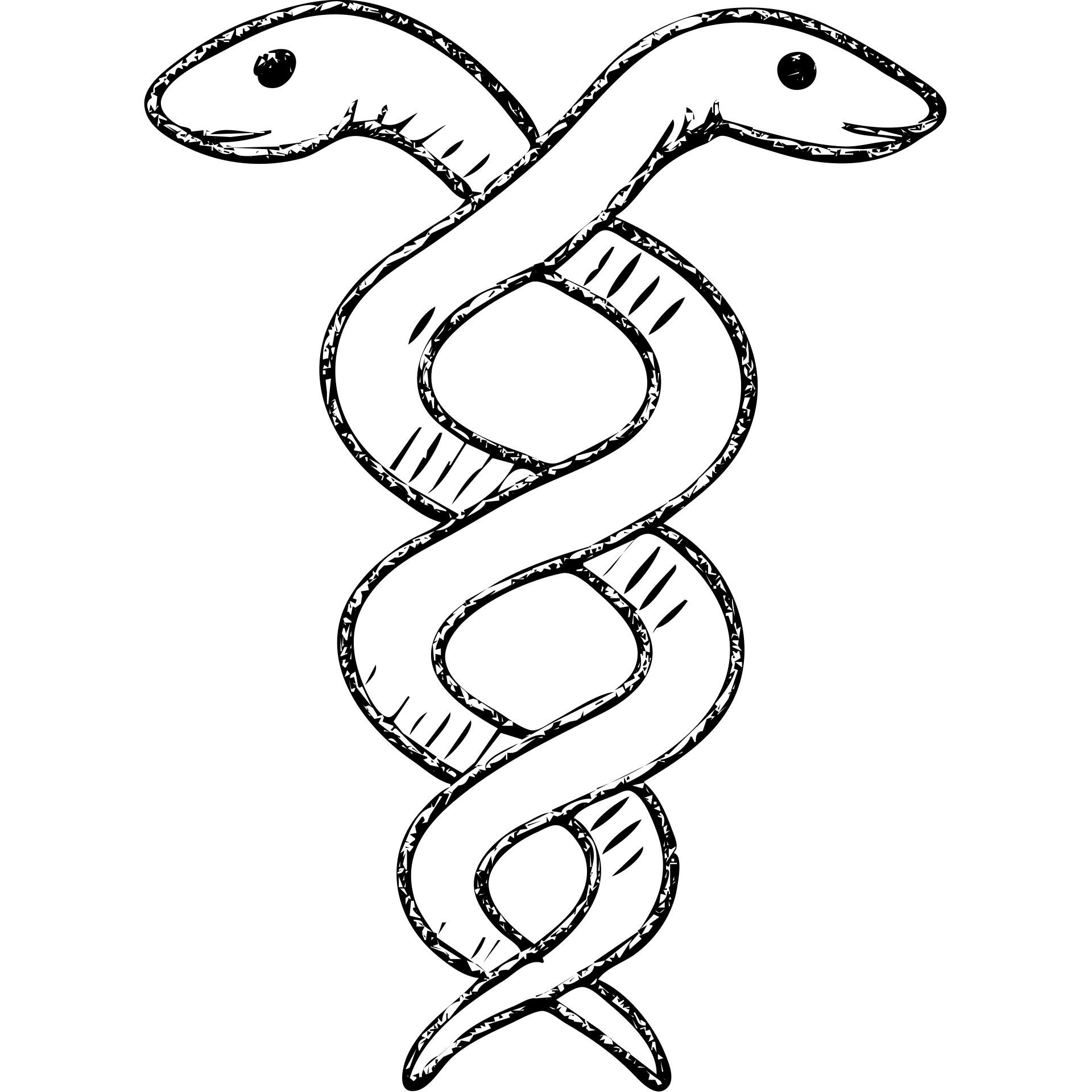 two intertwined serpents hand drawn outlined icon emoji