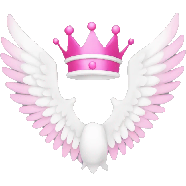Crown and wings in pink and white emoji